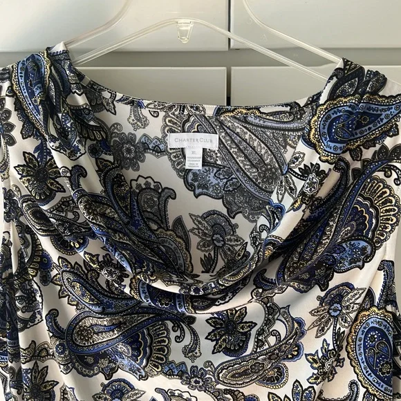 Paisley Cowl neck Sleeveless XL Charter Club Top - Picture 5 of 7